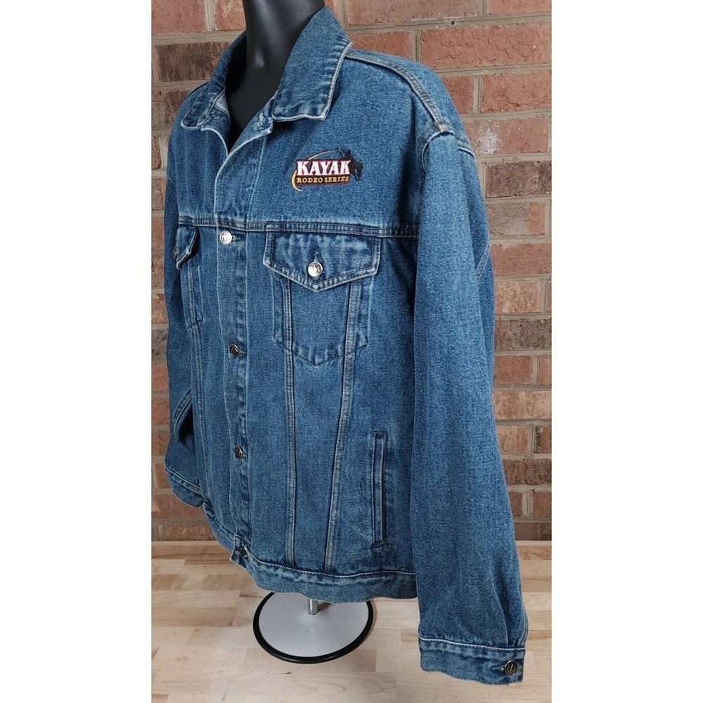 Kayak Rodeo Series Embroidered Western Denim Trucker Jacket Mens XL - Picture 3 of 8